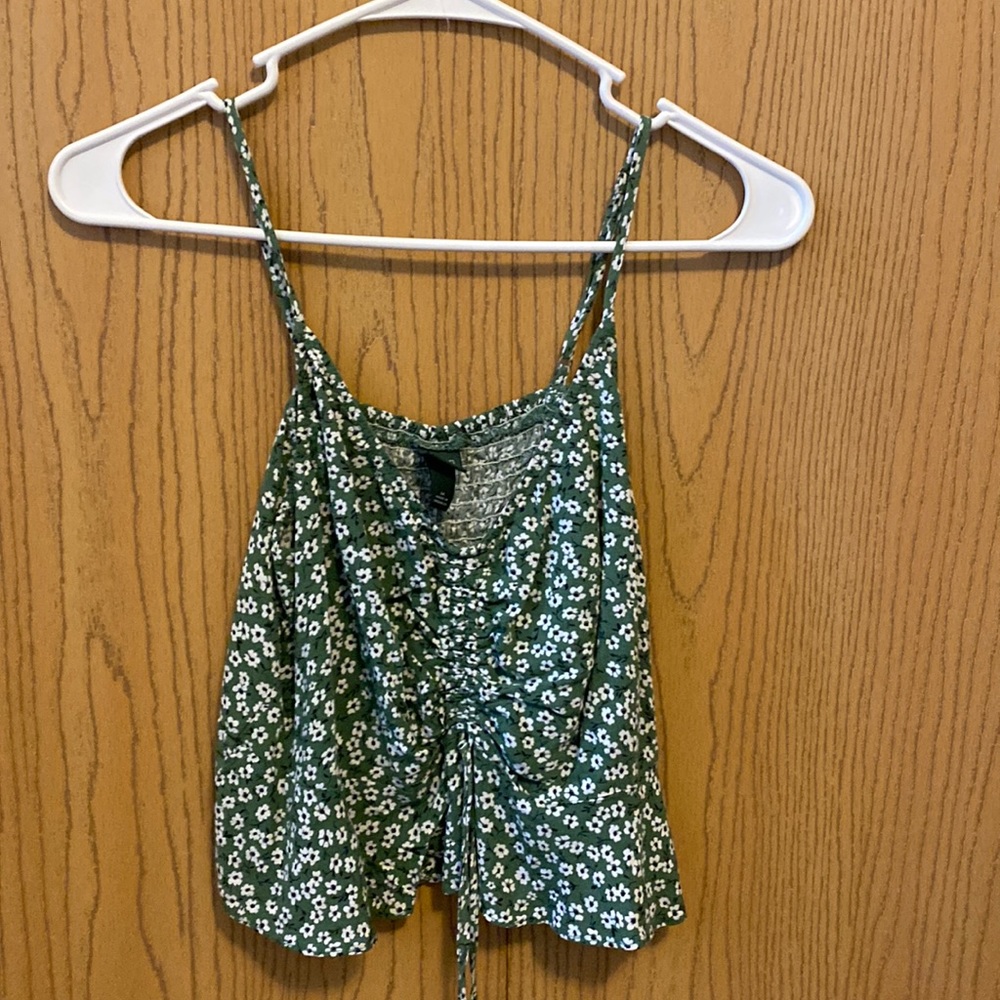 green and white flower tank